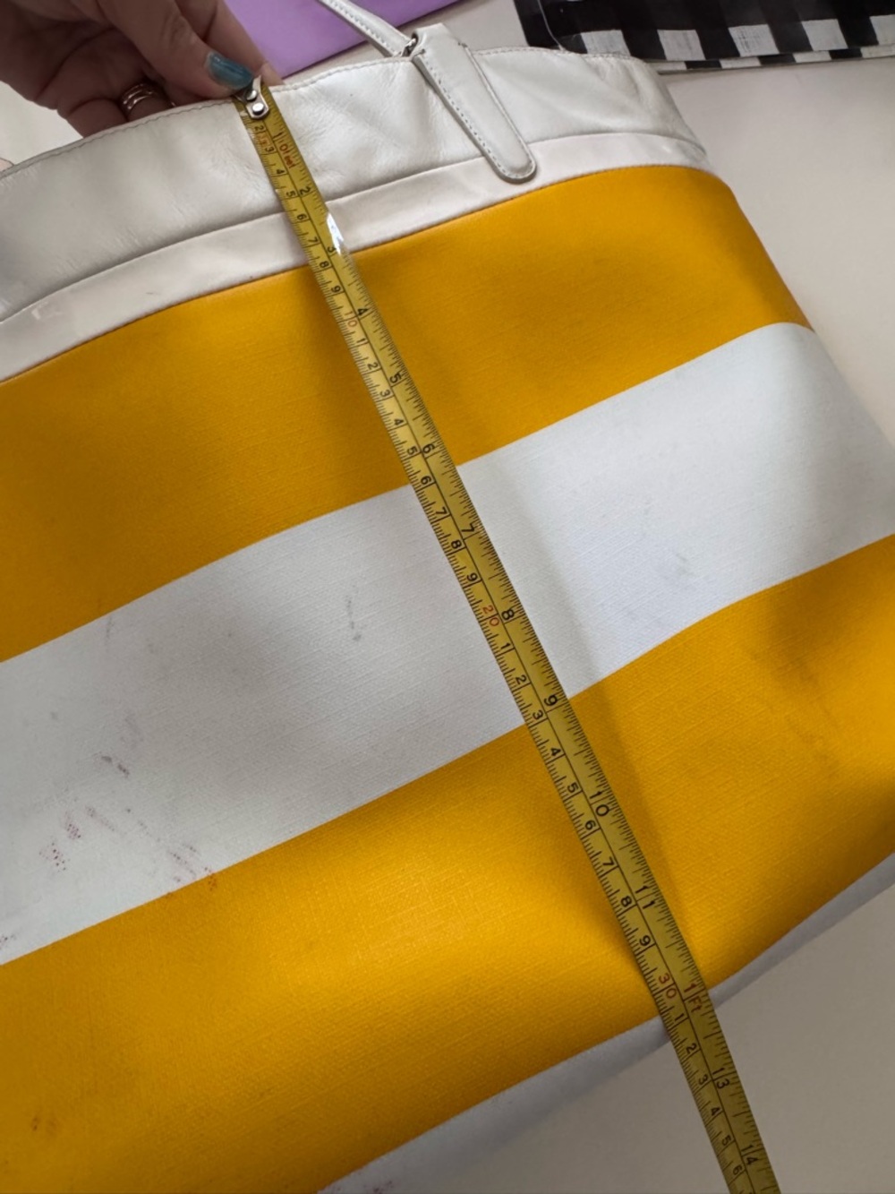 COACH 30511 Sunglow & White STRIPES PVC & Leather Tote Bag - Picture 10 of 11